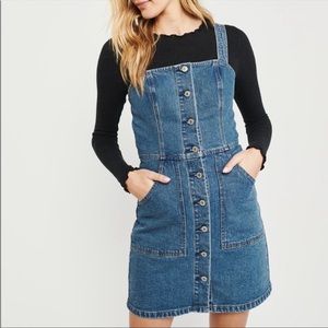 Abercrombie Button-Up Denim Pinafore Dress